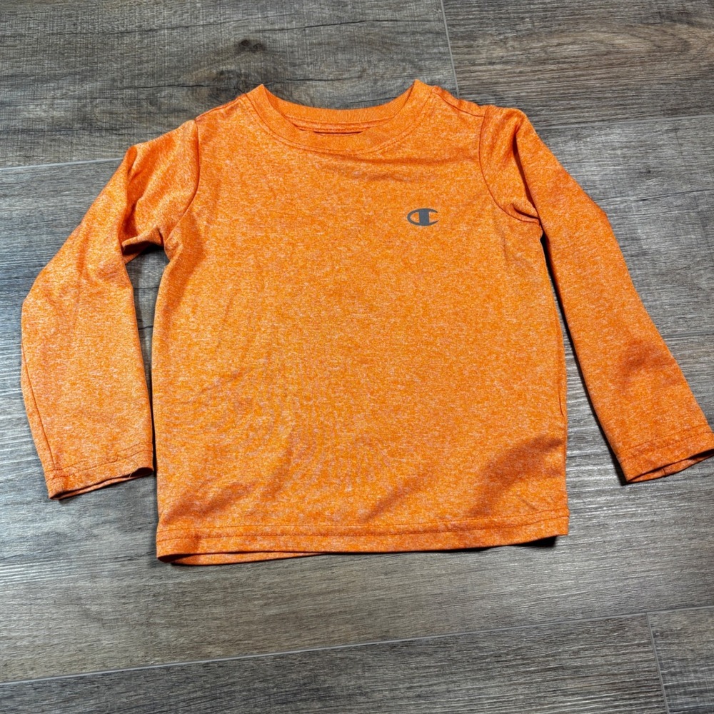 Champion Authentic Toddler Boys Orange Long Sleeve T Shirt Size 3T Athletic
